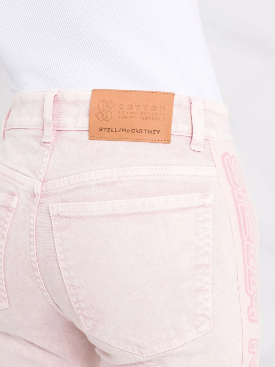 Blugi drepti Stella McCartney roz din bumbac si spandex/elastan - Img 5