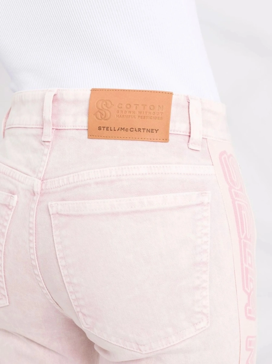 Blugi drepti Stella McCartney roz din bumbac si spandex/elastan - Img 5