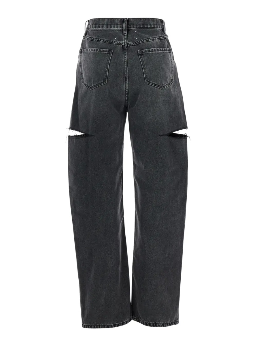Blugi Five-pocket design Ripped Black Cotton Denim Jeans Woman - Img 2