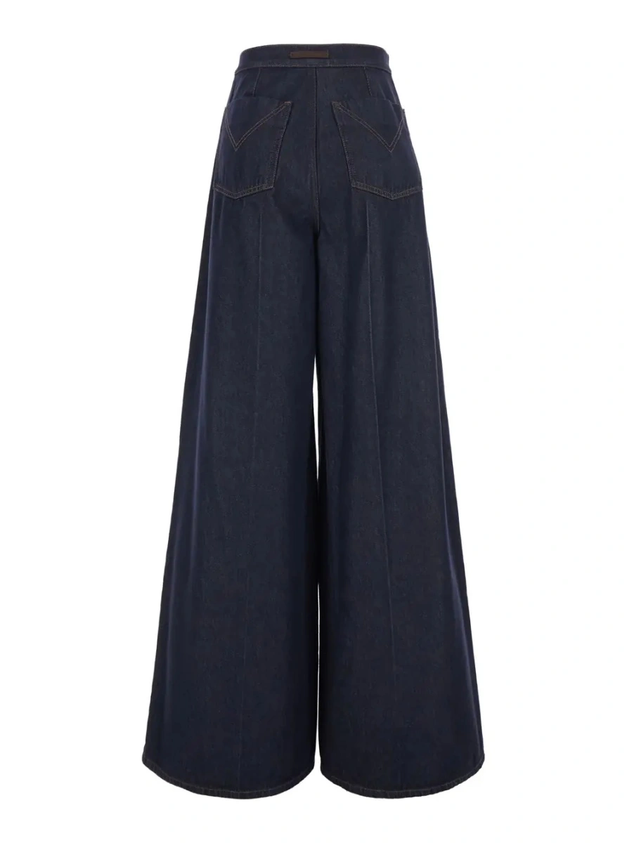 Blugi Max Mara albastri din denim - Img 2