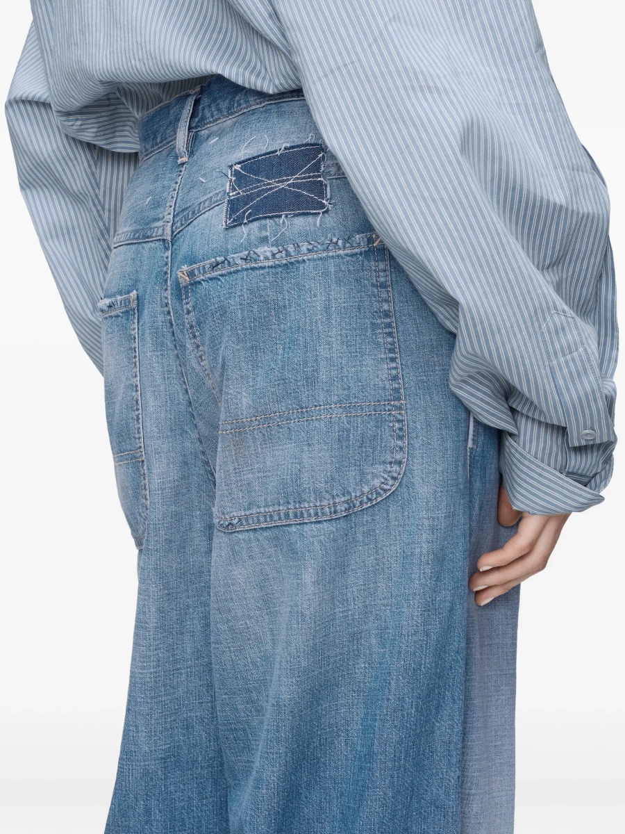 Blugi Patchwork-detail wide leg Jeans - Img 5