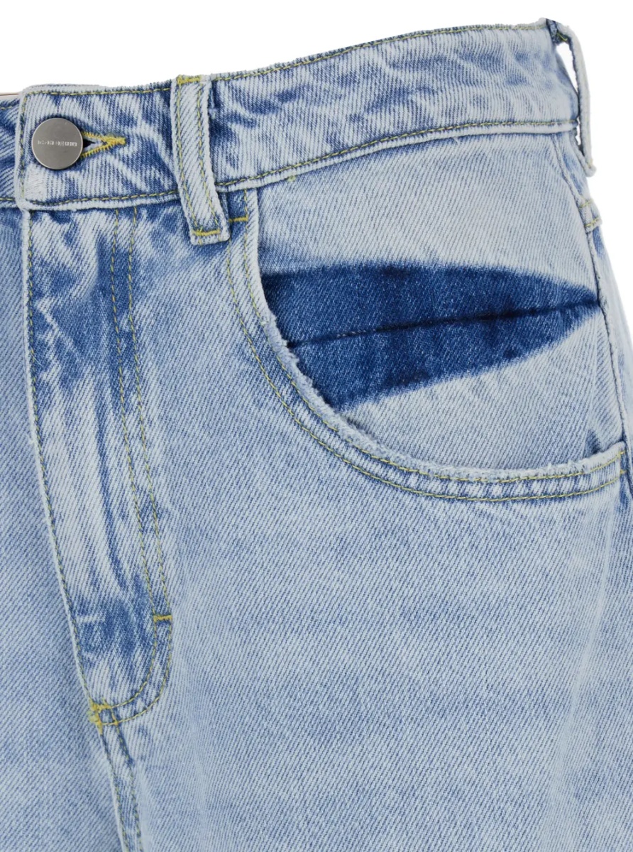 Blugi Poppy Wide Leg Jeans with frayed hems and pockets in Blue Denim unisex - Img 3