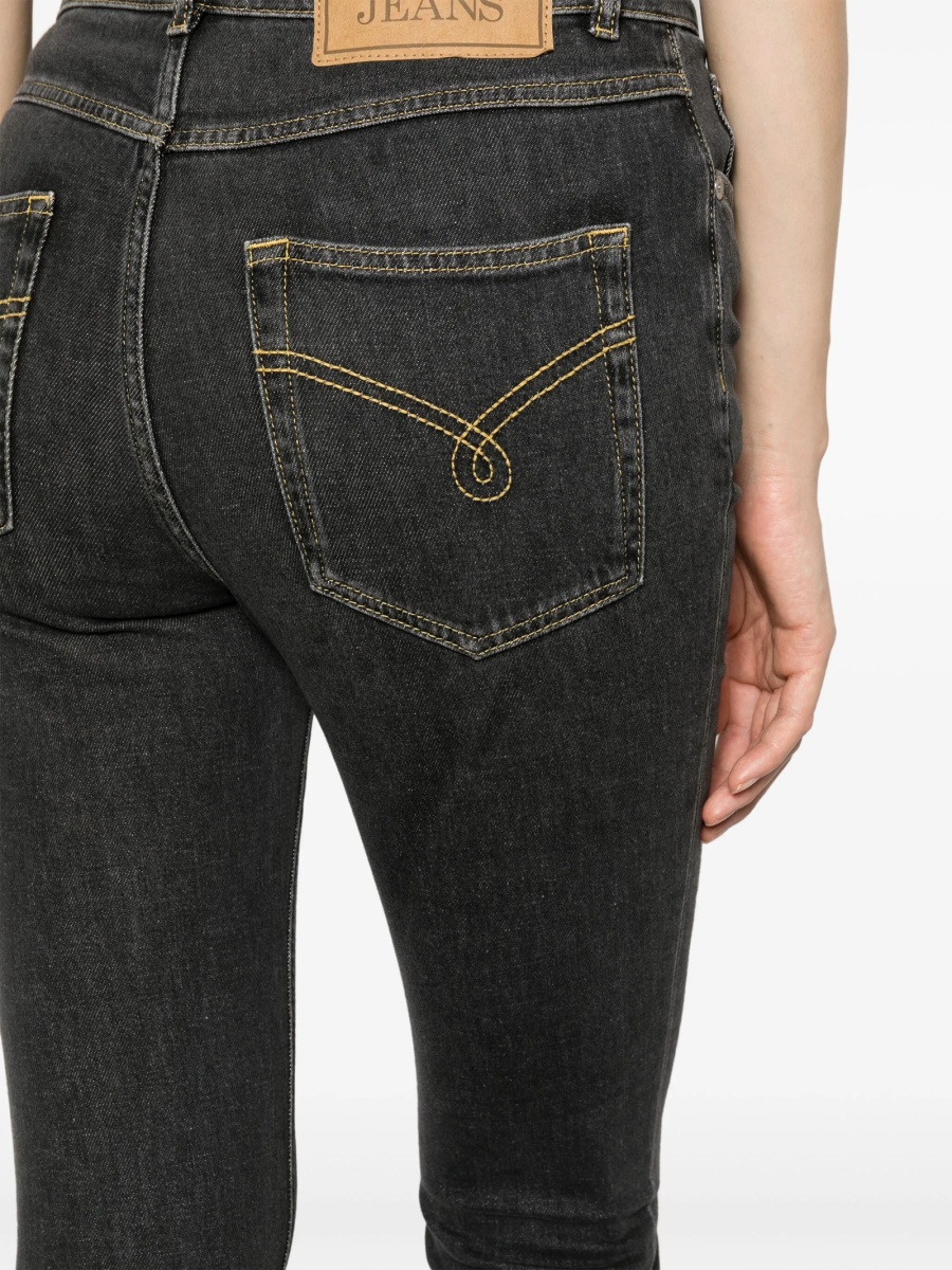 Blugi Skinny MOSCHINO JEANS negri din bumbac si spandex/elastan - Img 5