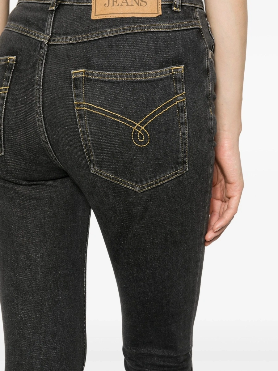 Blugi Skinny MOSCHINO JEANS negri din bumbac si spandex/elastan - Img 5