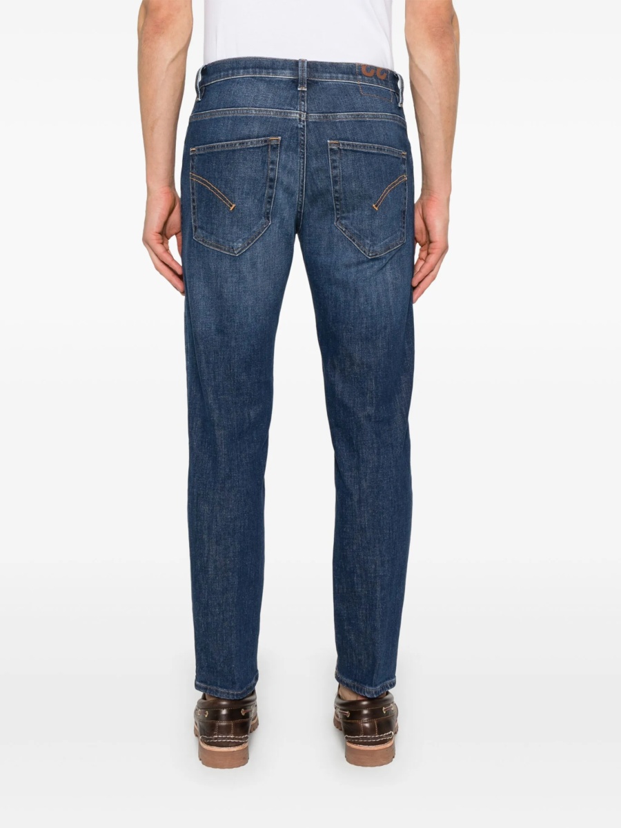 Blugi slim fit Dondup albastri din bumbac si elastan - Img 4