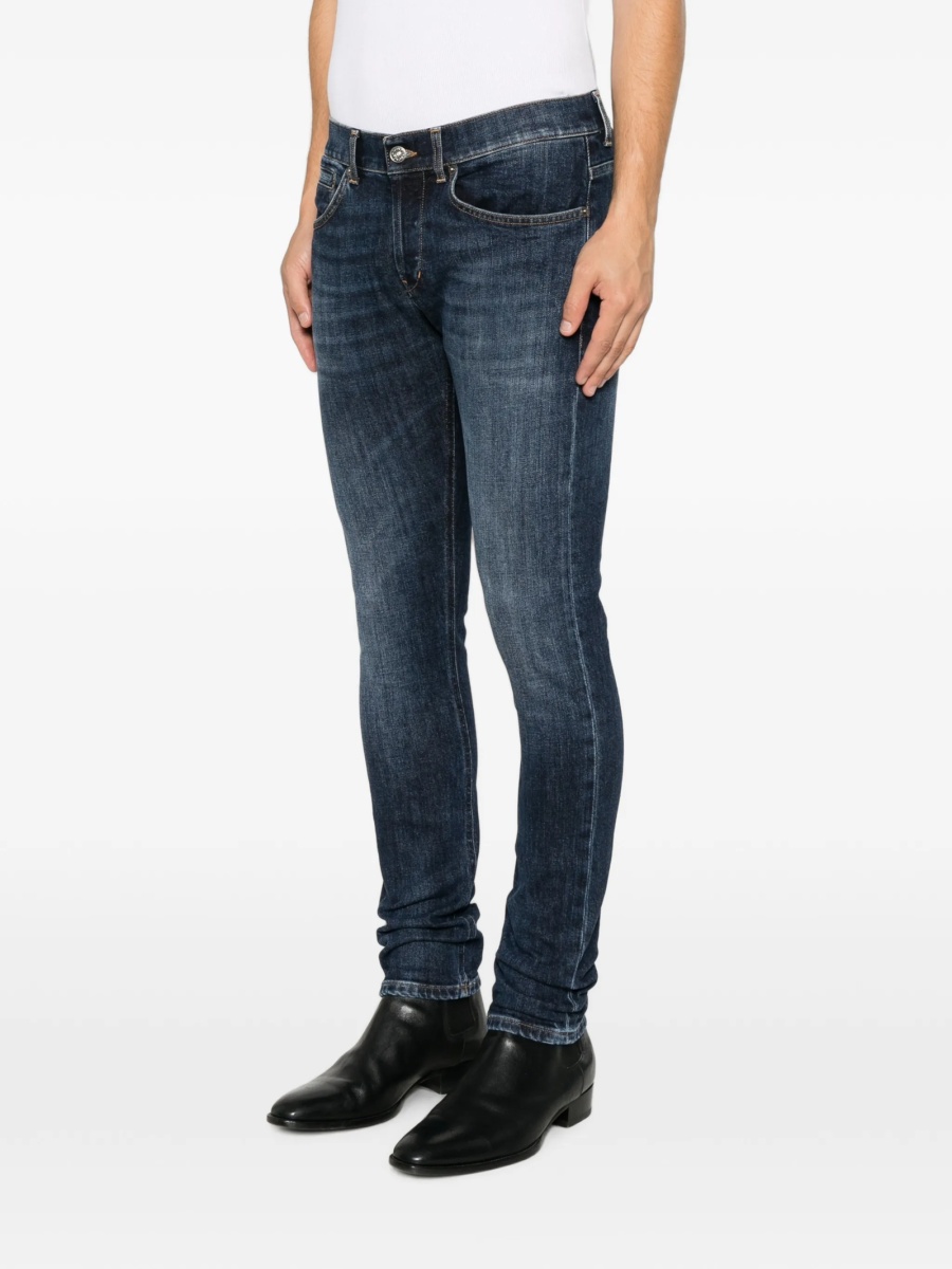 Blugi slim fit Dondup albastri din bumbac si elastan - Img 3