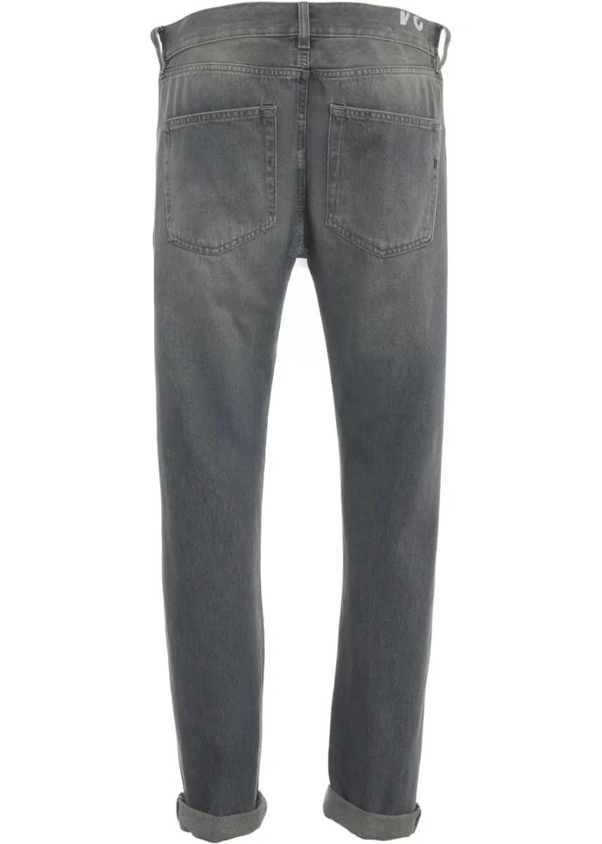 Blugi slim fit Dondup gri din bumbac - Img 5