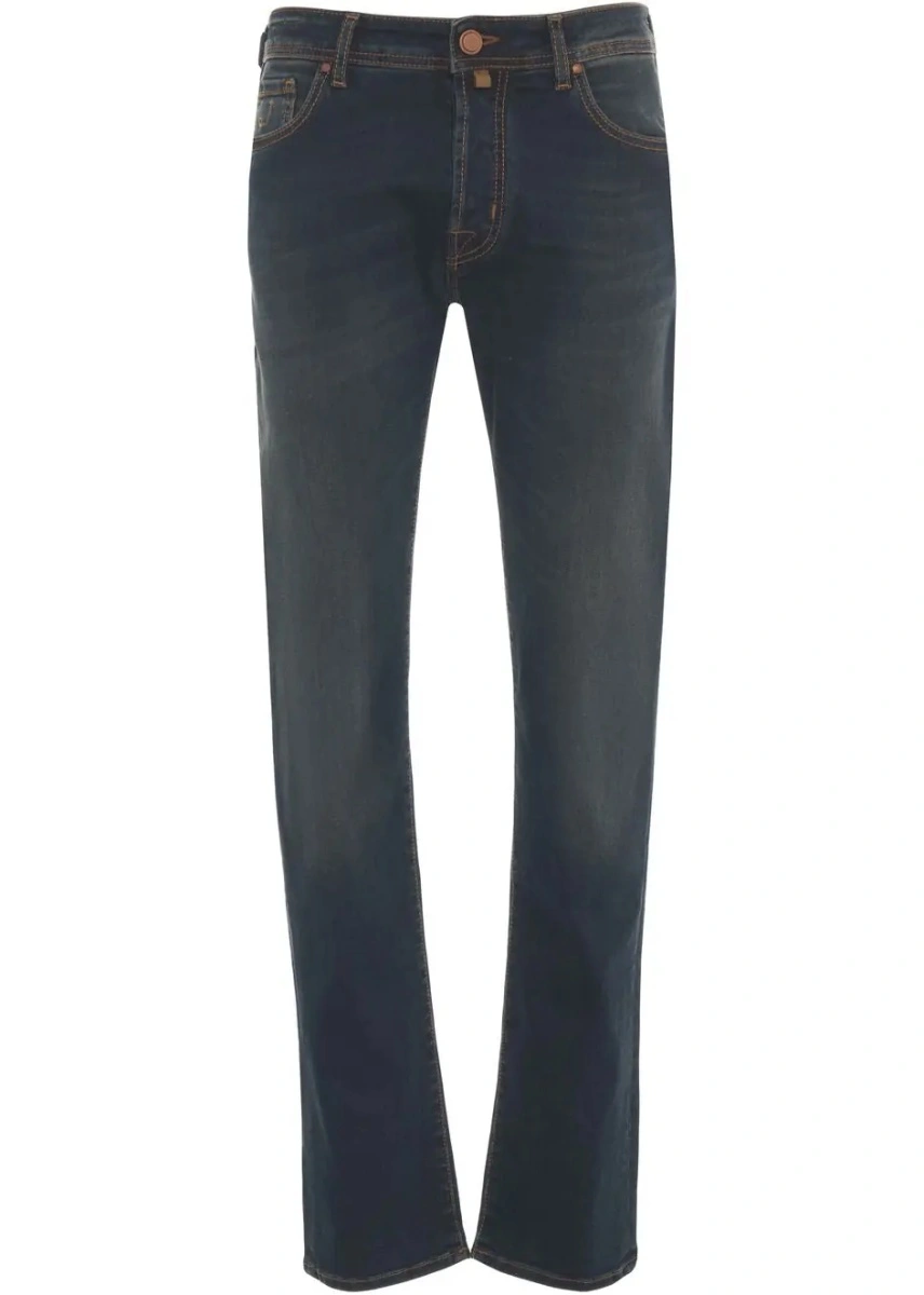 Blugi slim fit Jacob Cohen albastri din bumbac - Img 2