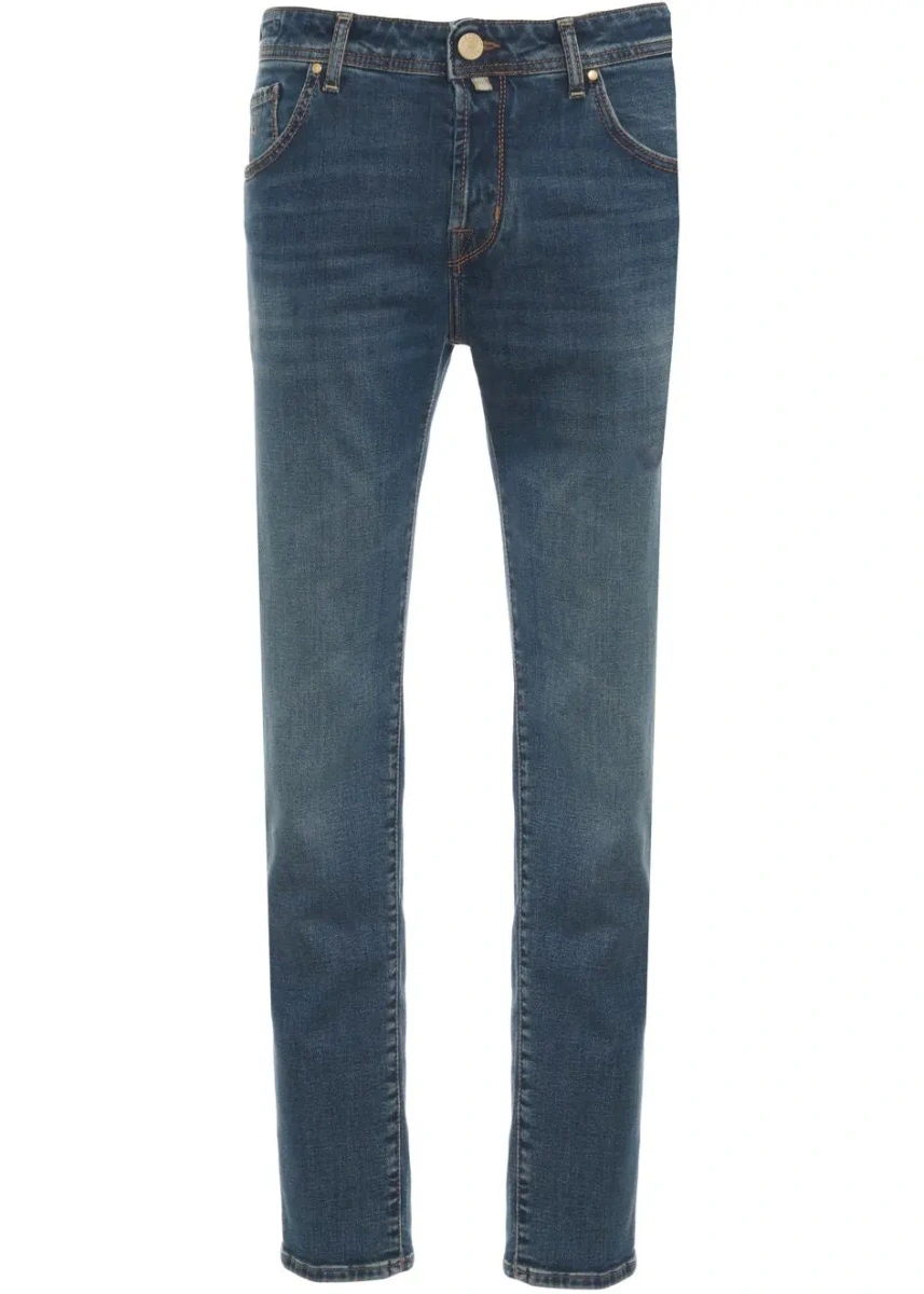 Blugi slim fit Jacob Cohen albastri din denim 'Bard' - Img 2
