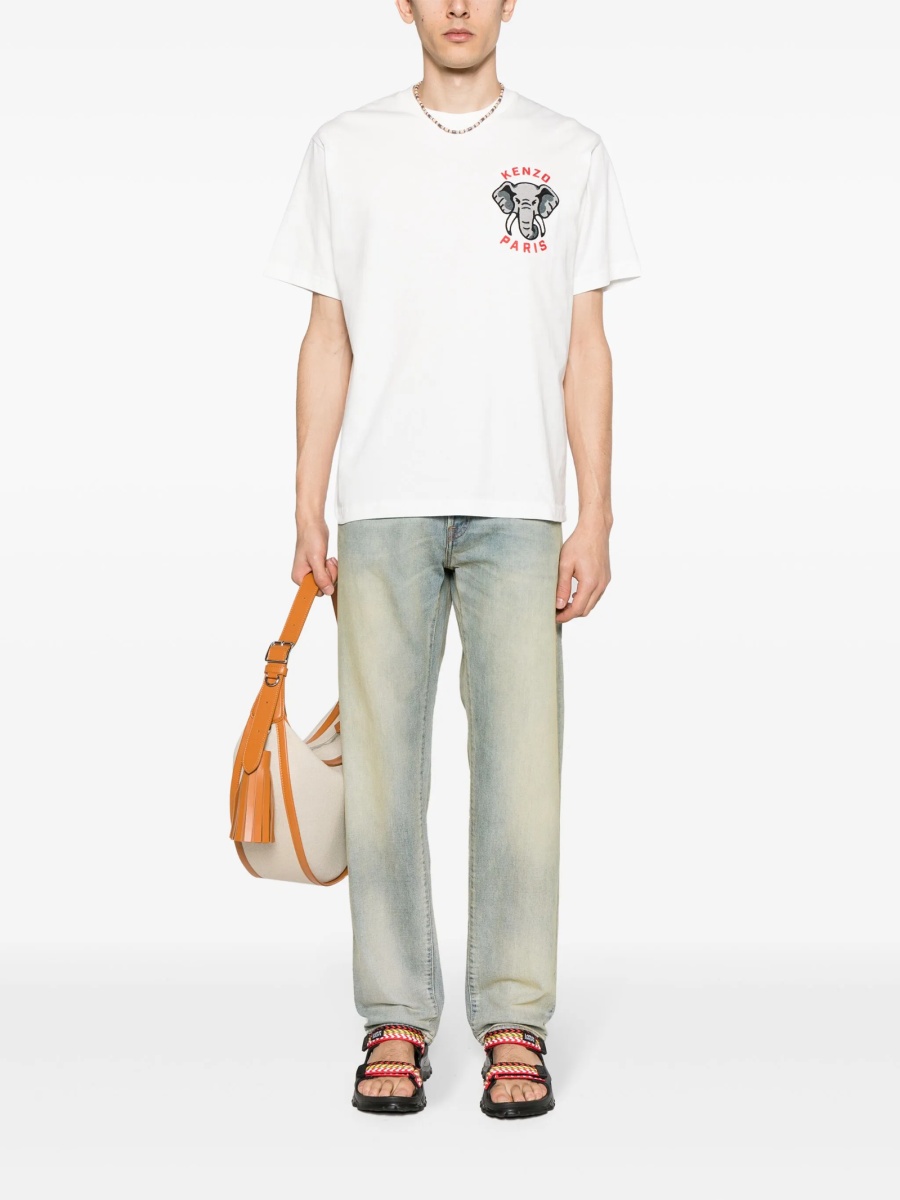 Blugi slim fit Kenzo albastri din bumbac - Img 2