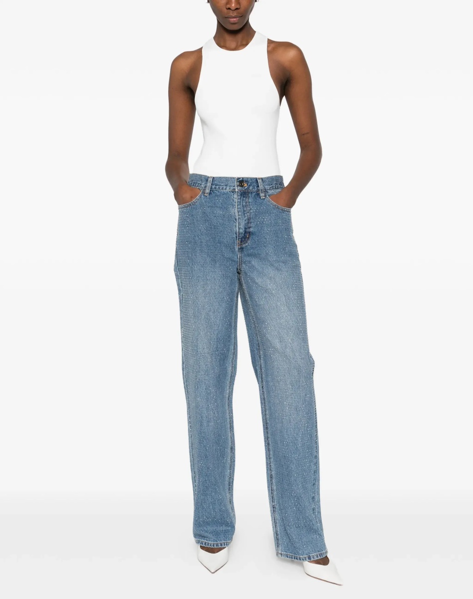 Blugi Straight-leg Jeans with all-over rhinestones - Img 2