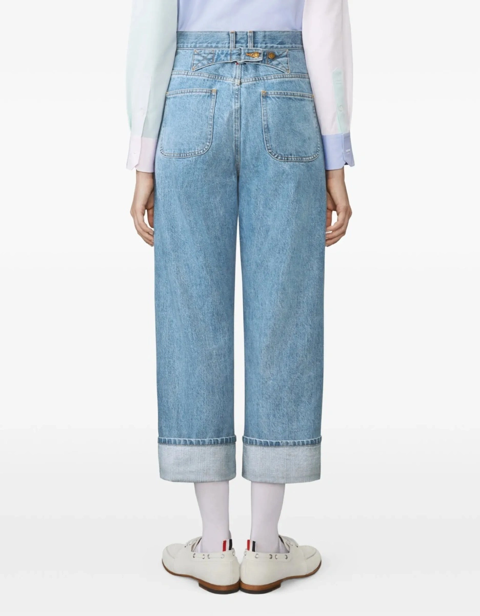Blugi Thom Browne albastri din bumbac - Img 6