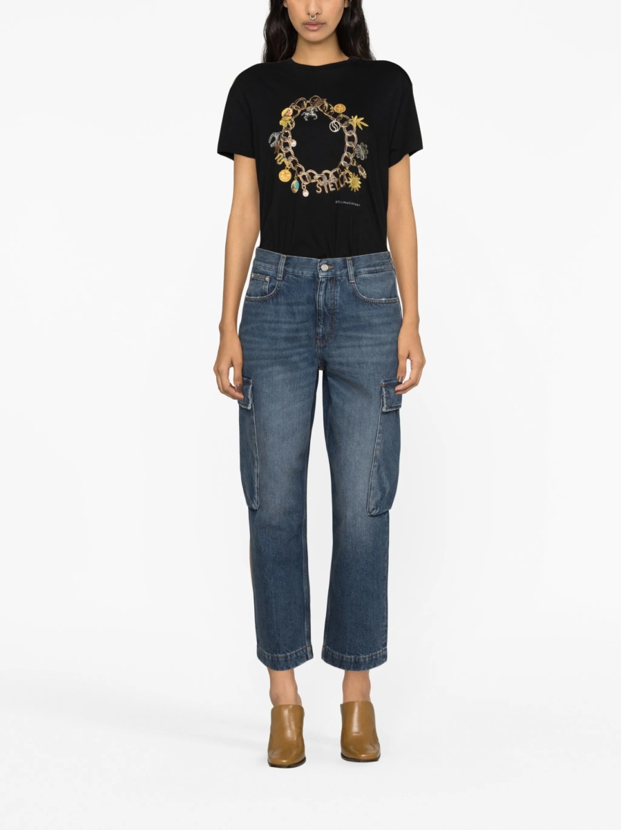 Blugi trei sferturi Stella McCartney albastri din bumbac - Img 4