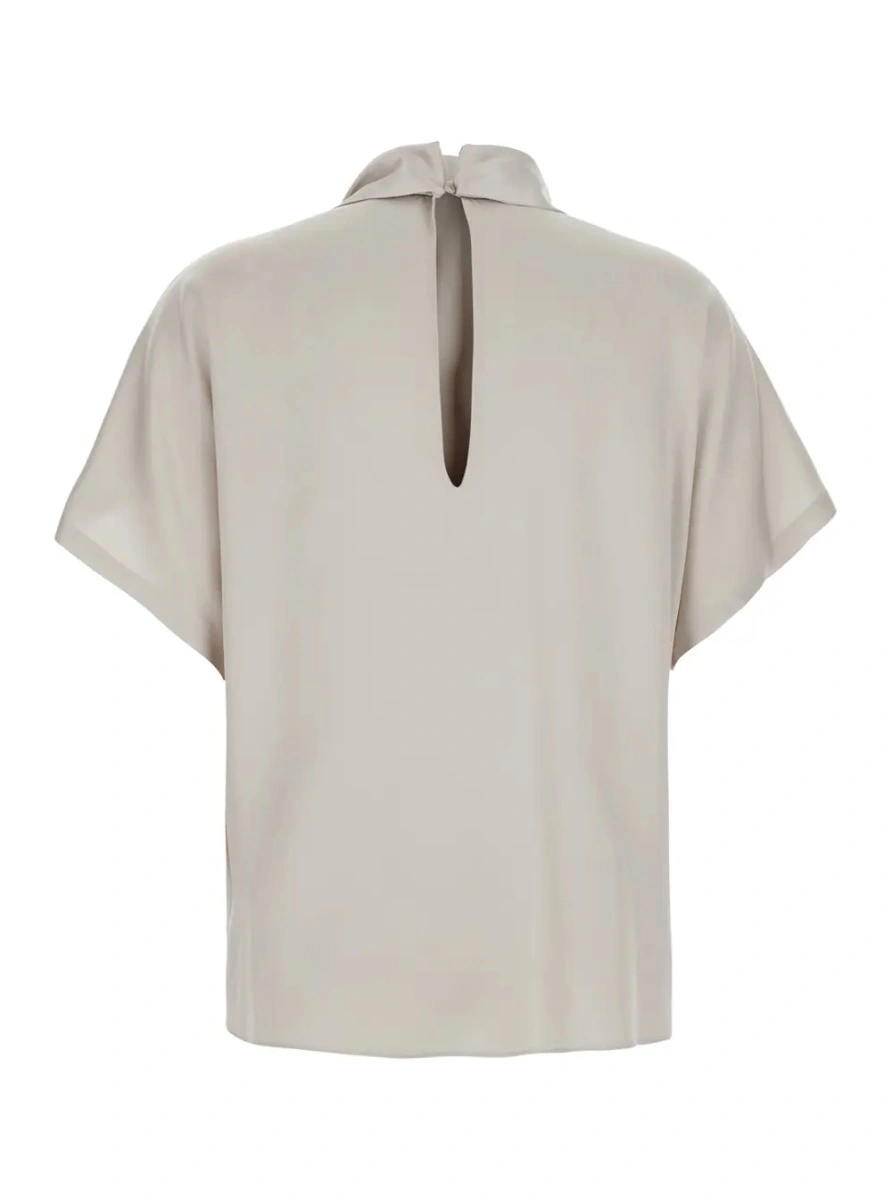 Bluza Brunello Cucinelli bej din matase - Img 2
