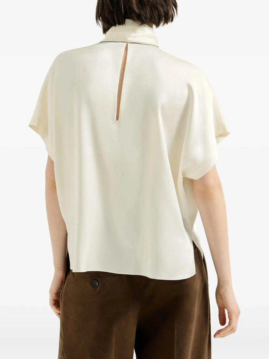 Bluza Brunello Cucinelli bej din matase - Img 6
