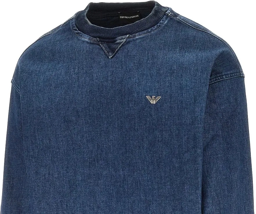 Bluza de trening Emporio Armani albastra din denim - Img 2