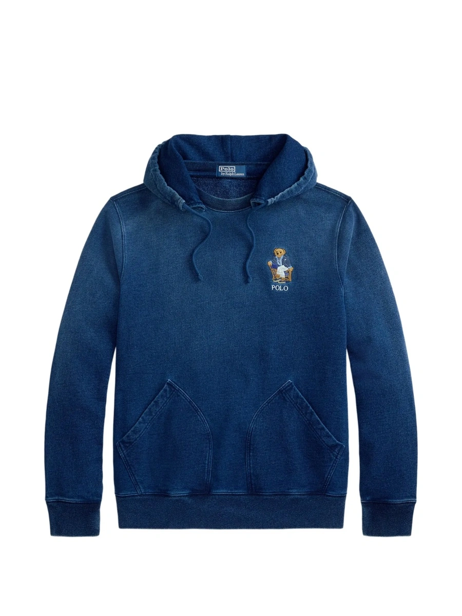 Bluza de trening Ralph Lauren albastra din bumbac cu gluga si logo aplicat - Img 8