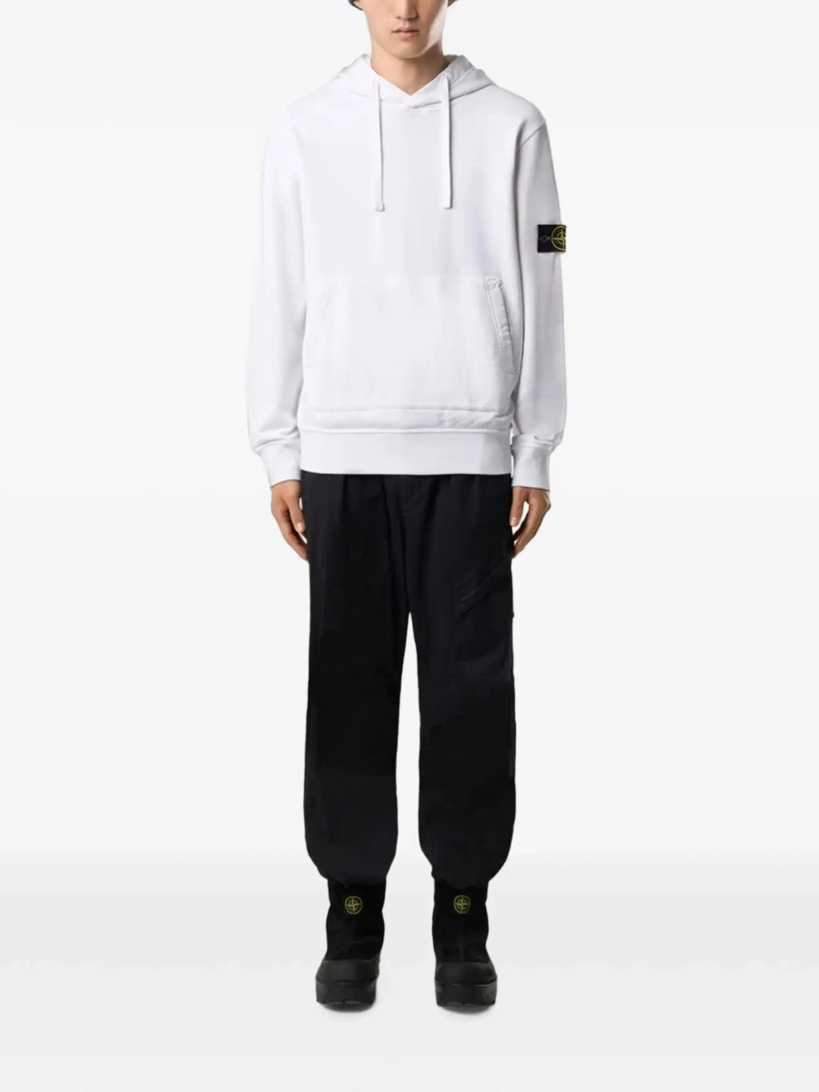 Bluza de trening Stone Island alba din bumbac - Img 4