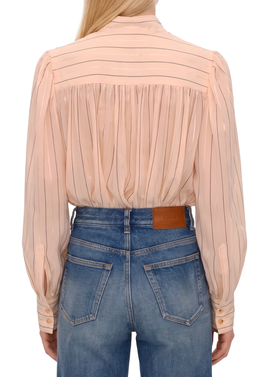Bluza Gathered Blouse In Cotton And Silk Poplin - Img 3