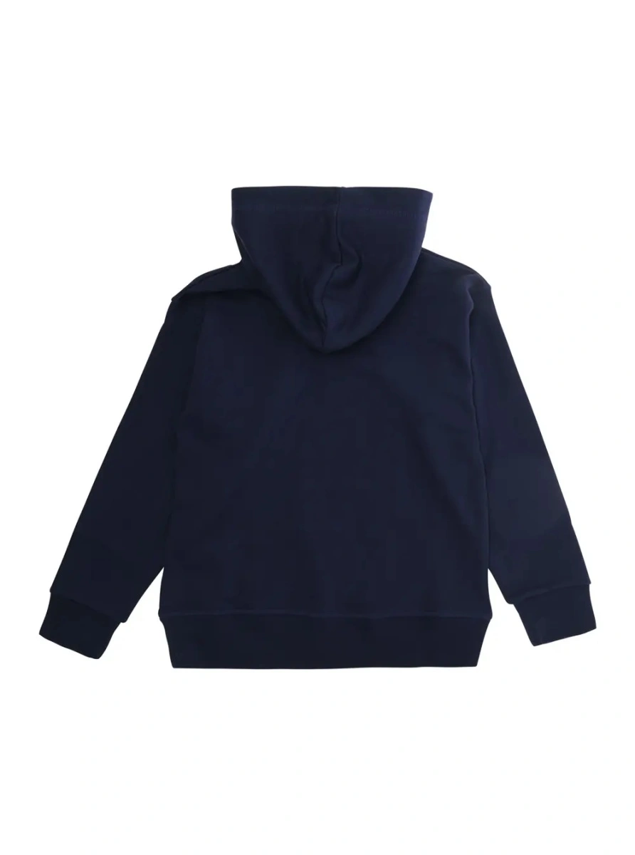 Bluze Blue Hoodie with fixed hood and logo lettering on the front in cotton Boy - Img 2