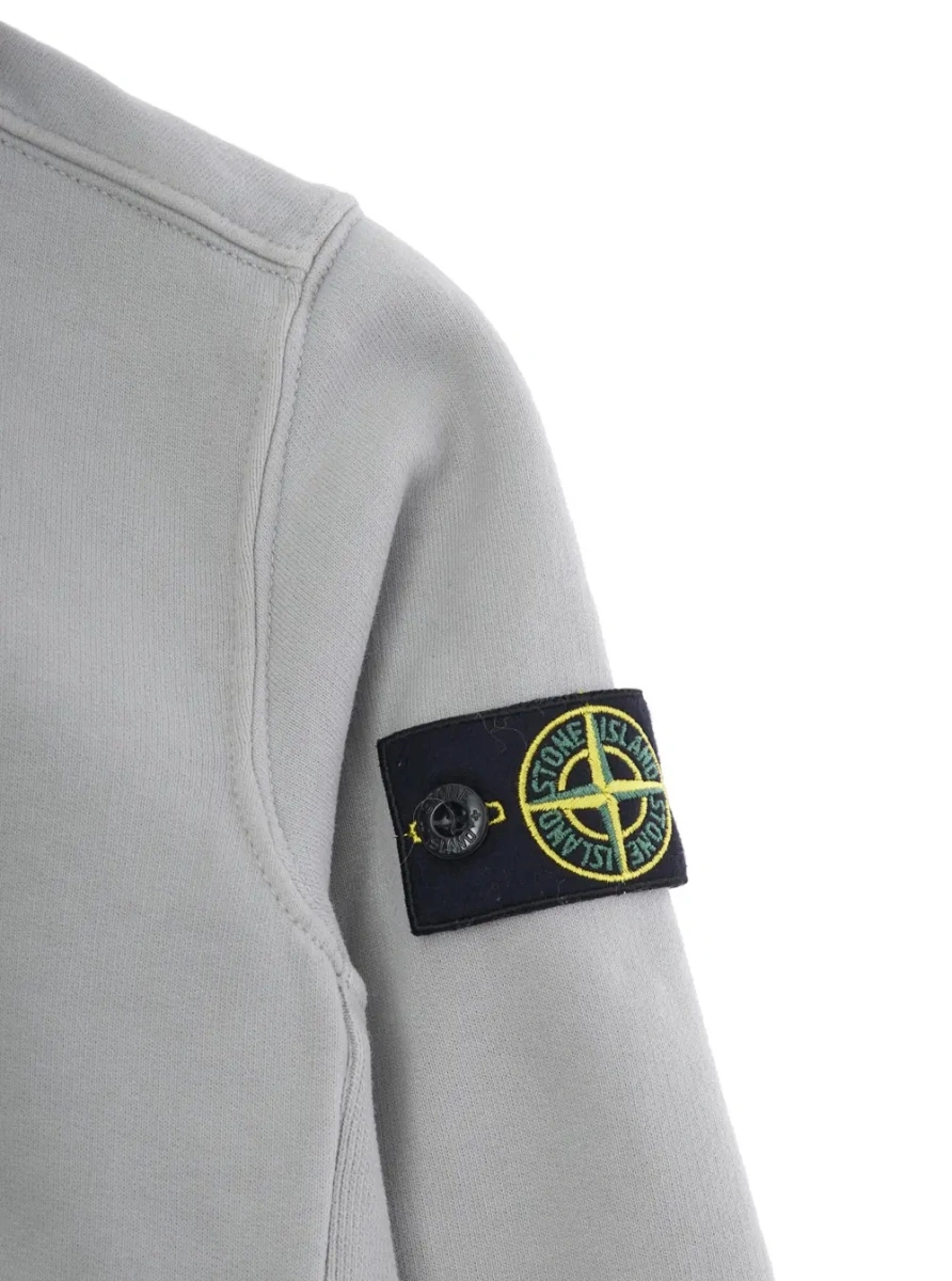 Bluze Grey Hoodie with Fixed Hood and Logo Patch on the Sleeve in Cotton Boy - Img 3