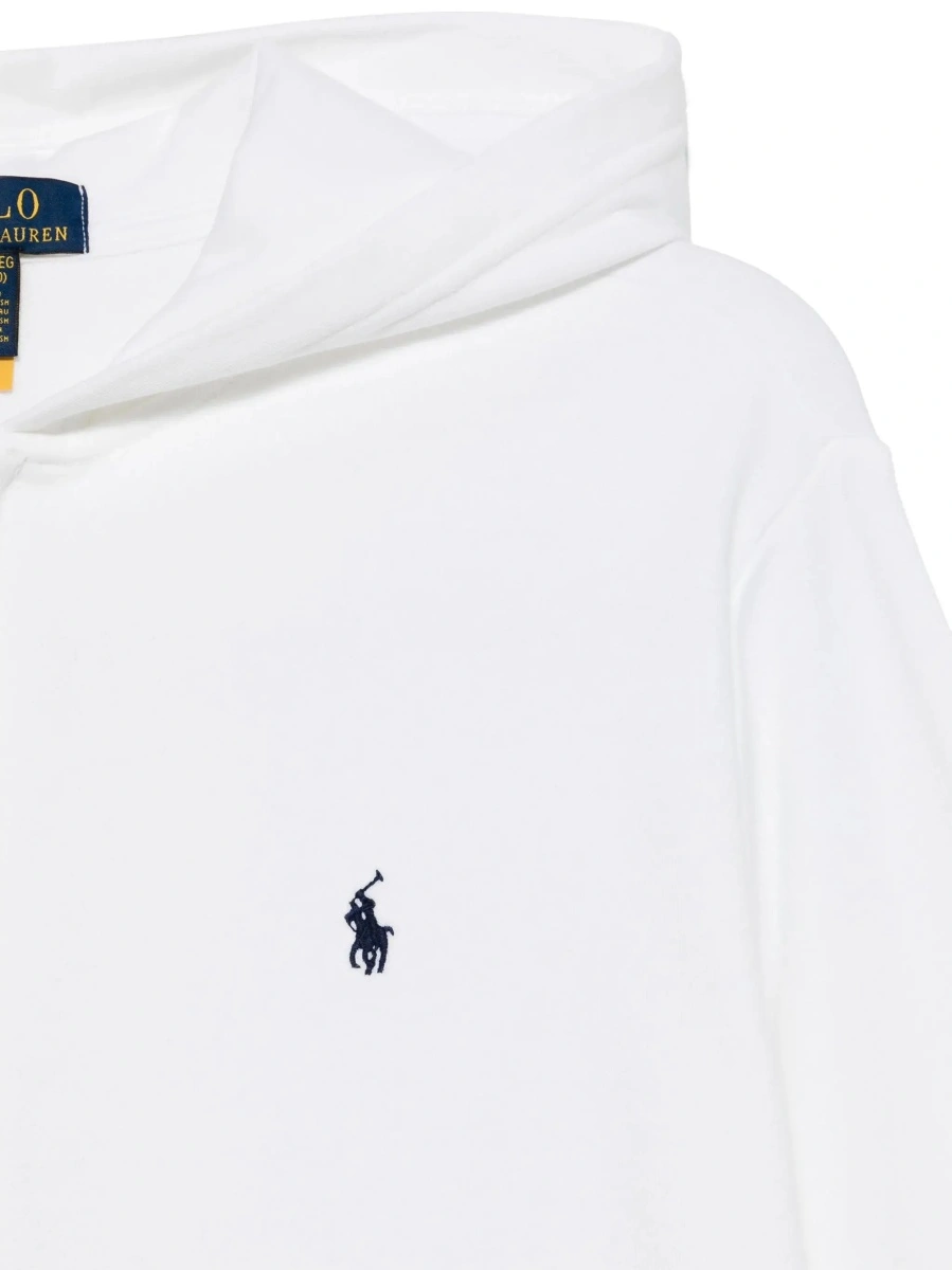 Bluze White Hoodie 'LS FZ HOOD-KNIT SHIRTS-SWEATSHIRT' with Hood and Front Zip - Cotton - Unisex - Img 5