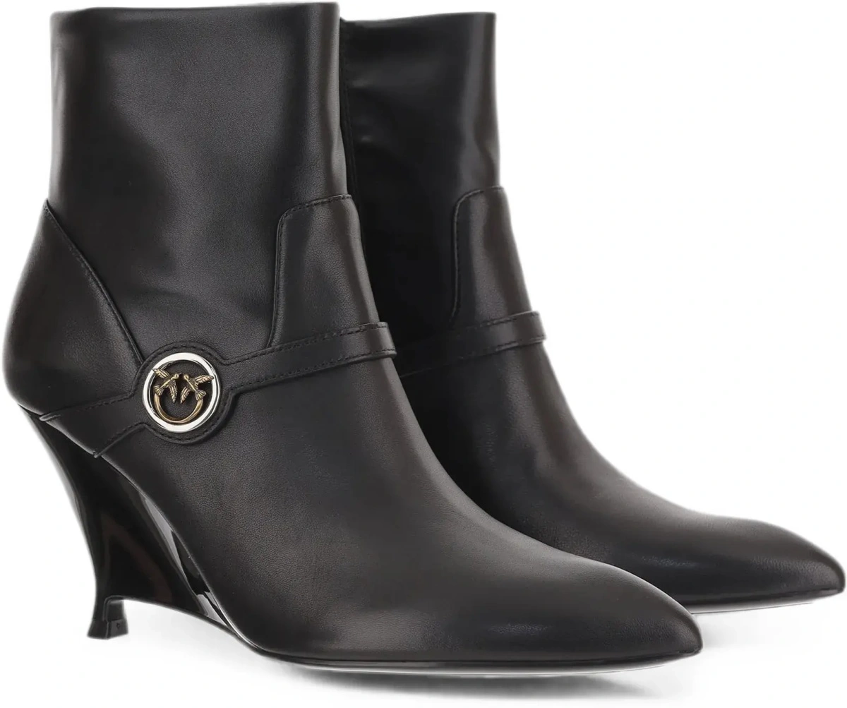 Bocanci casual Pinko negri din piele - Img 4