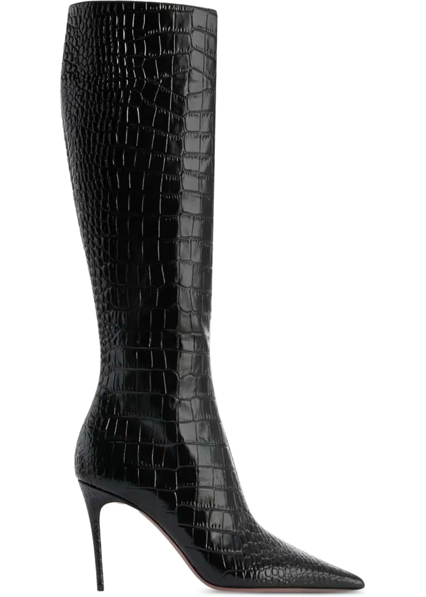 Bocanci Vera crocodile-effect leather knee-high Boots - Img 8