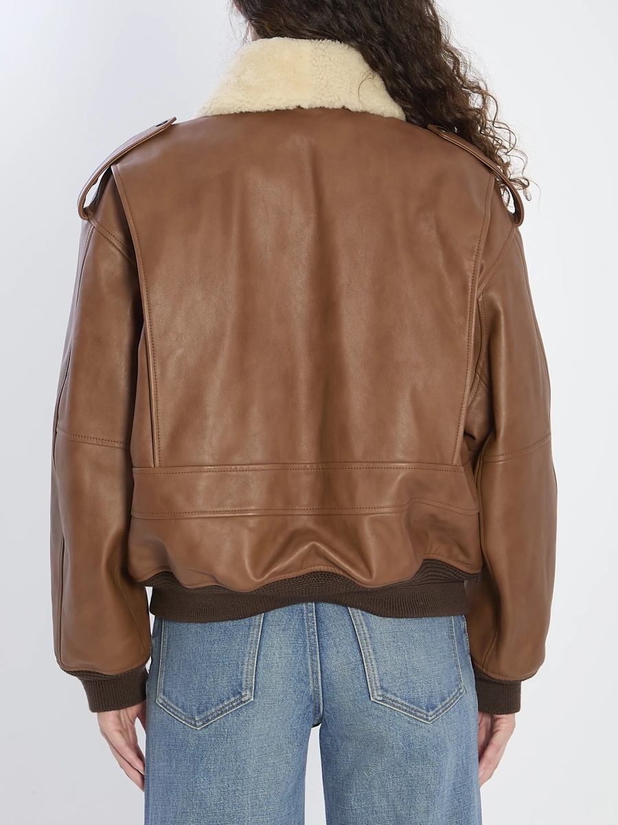 Bomber Bomber Jacket In Hammered Leather And Shearling - Img 4