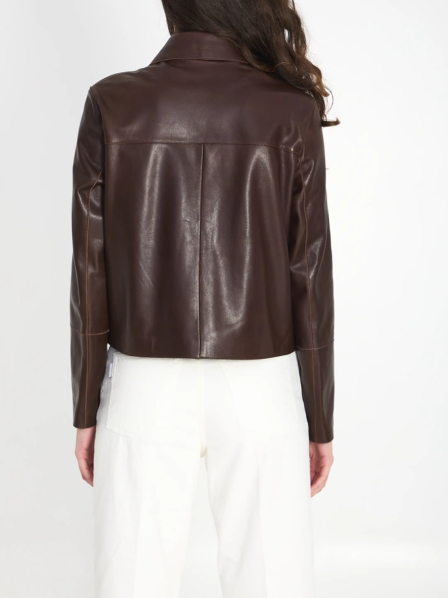 Bomber Fem Vintage Leather Jacket - Img 4