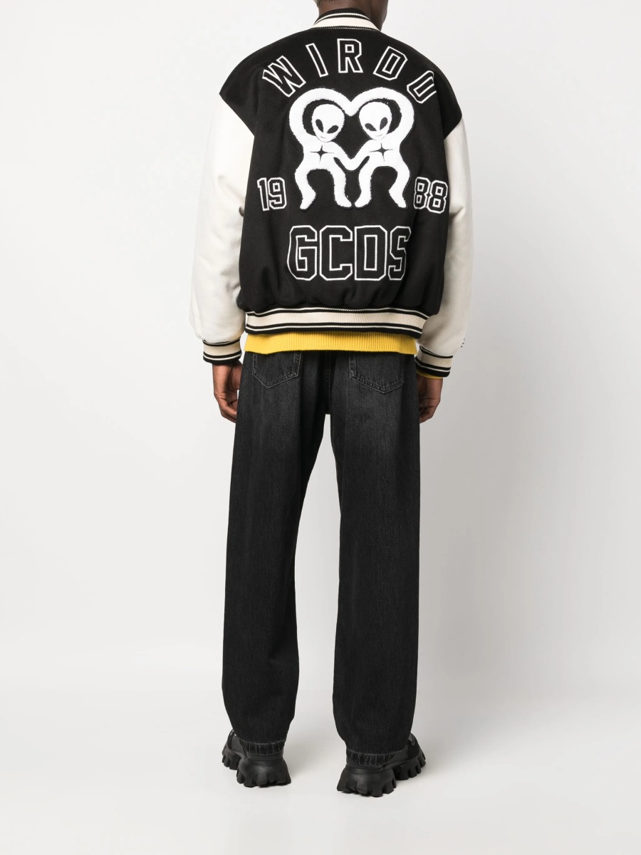 Bomber jacket GCDS neagra din bumbac si polyester - Img 2
