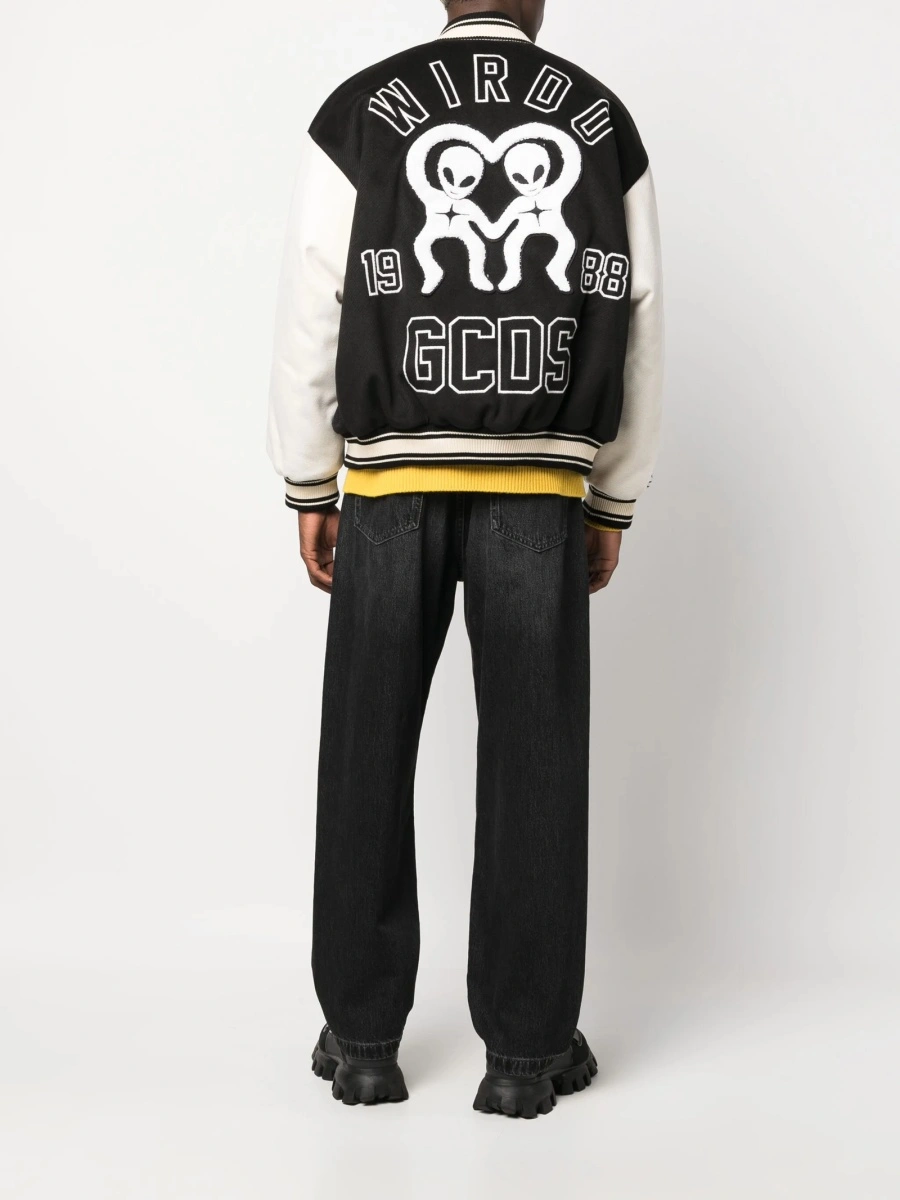 Bomber jacket GCDS neagra din bumbac si polyester - Img 2