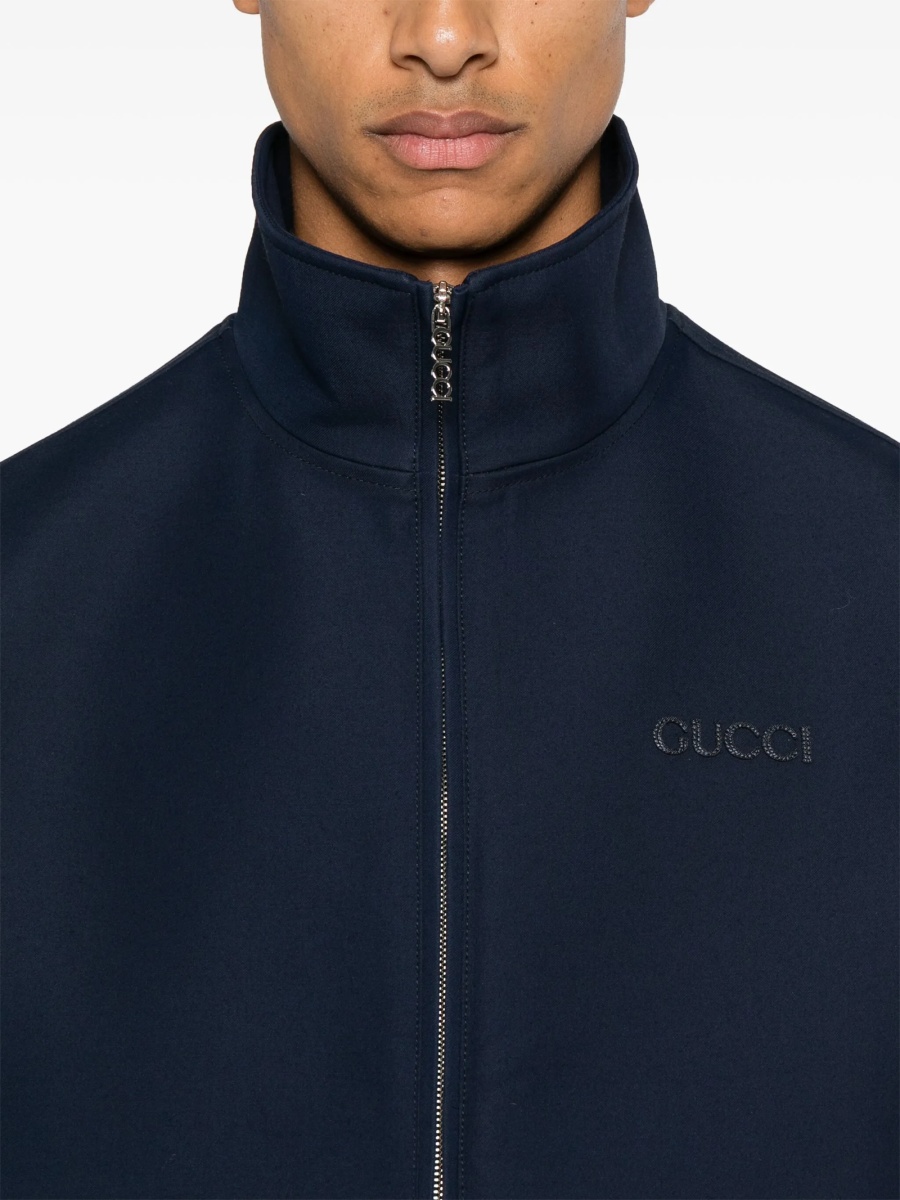 Bomber jacket Gucci albastra din matase si lana - Img 5