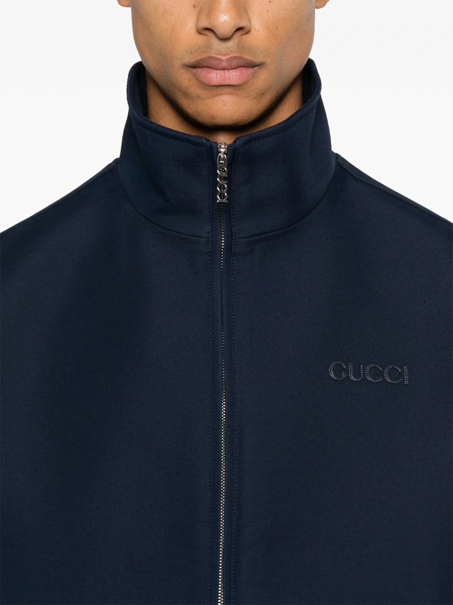 Bomber jacket Gucci albastra din matase si lana - Img 5