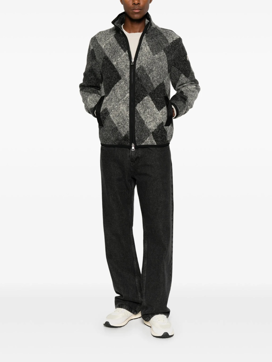 Bomber jacket Moncler gri din polyester si lana - Img 2