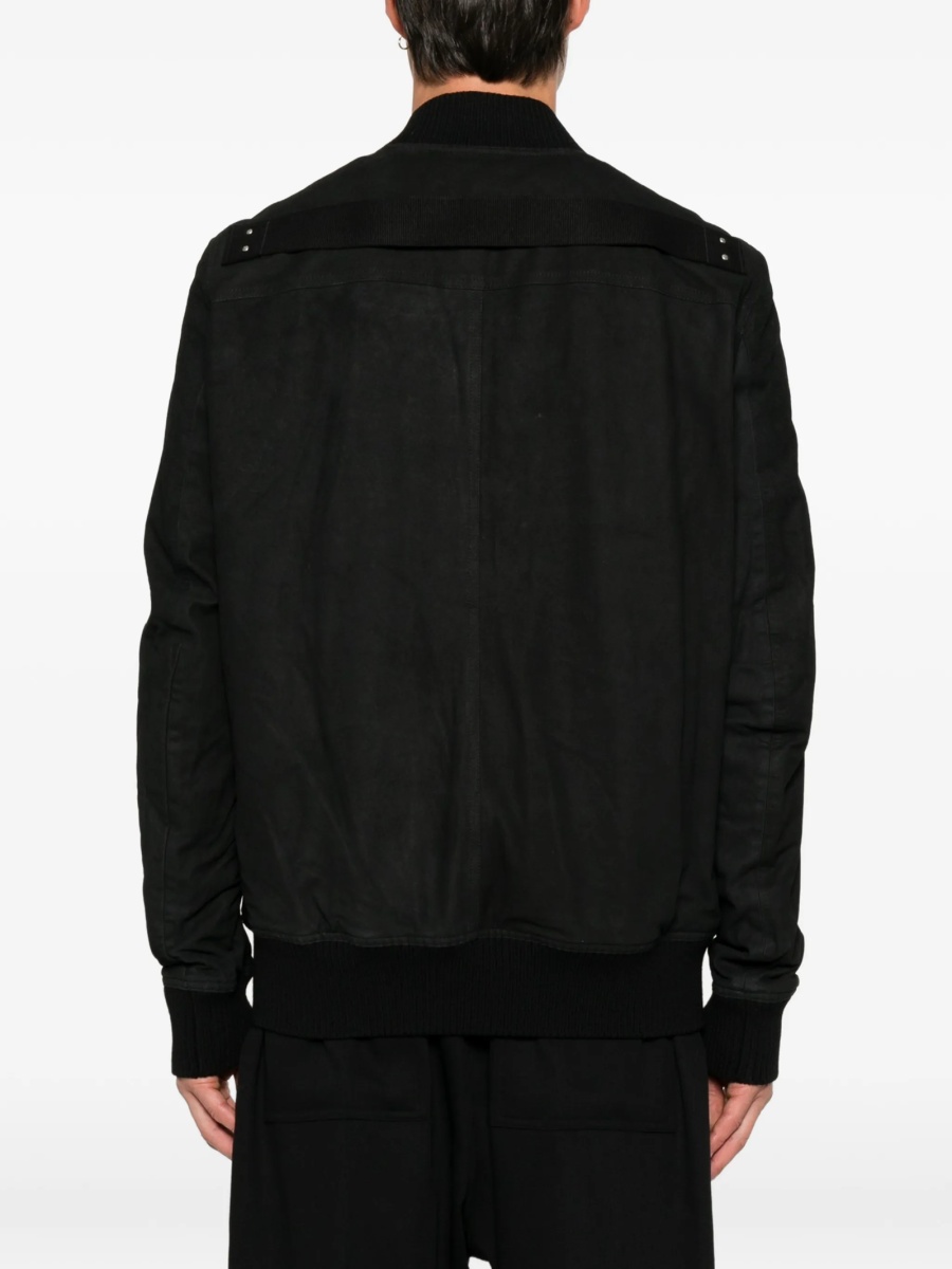 Bomber jacket Rick Owens neagra din piele intoarsa - Img 4
