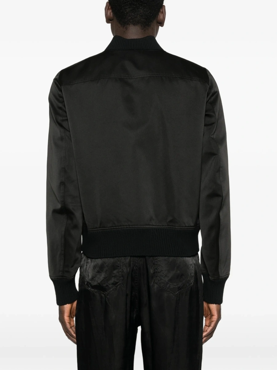 Bomber jacket Rick Owens neagra din poliester reciclat si lana - Img 4