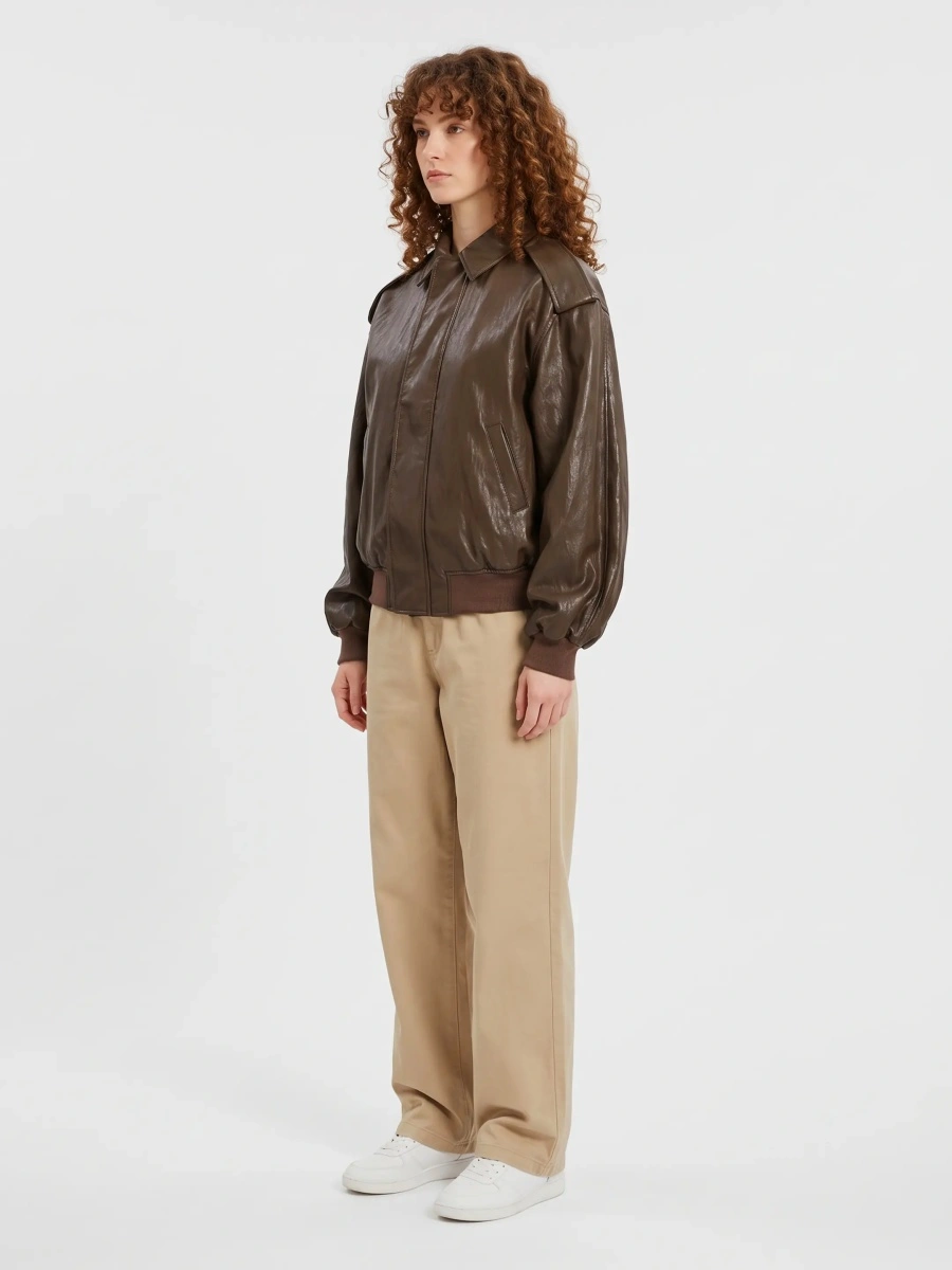 Bomber Laminated Faux Leather Bomber Jacket - Img 2