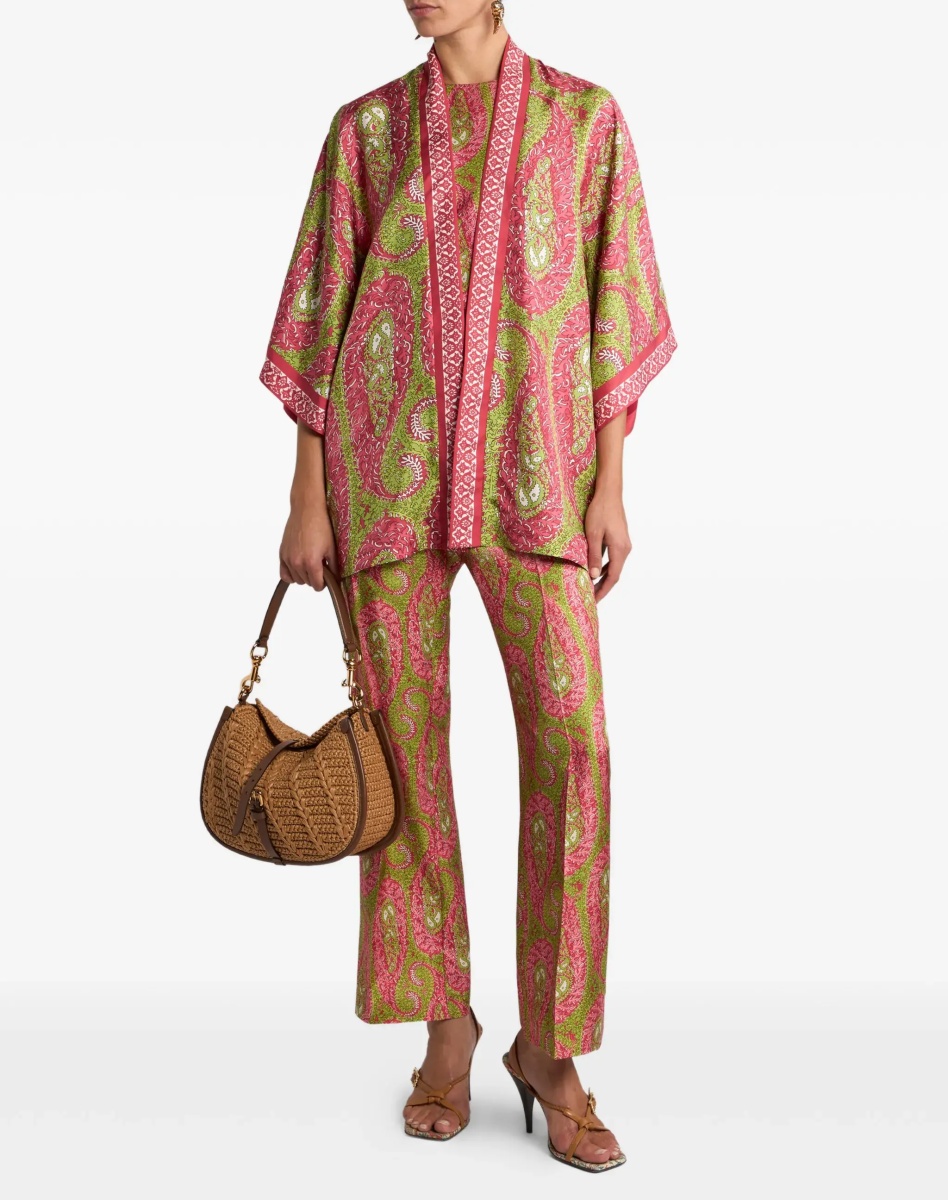 Bootcut Trousers with placed Paisley Foliage print - Img 2