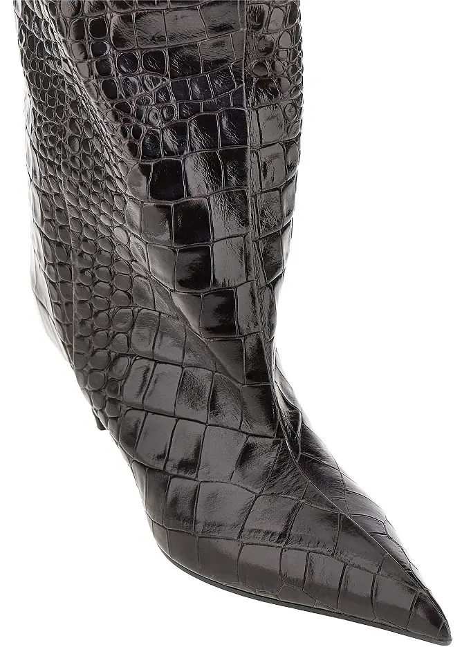 Botine Croco-embossed leather 'Lea' boots - Img 2