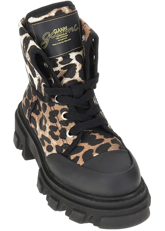 Botine Leopard-printed denim boots - Img 2