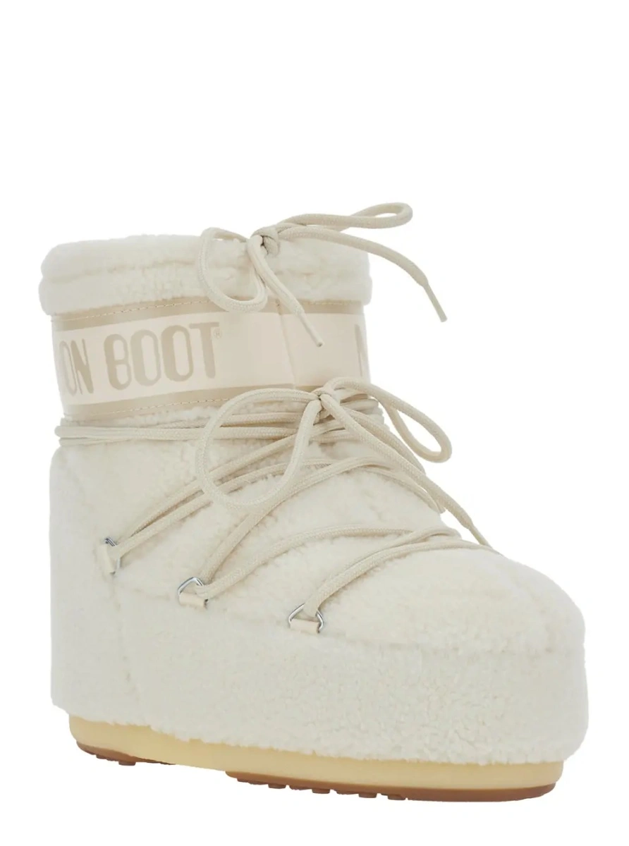 Botine Moon Boot albe din fleece - Img 2