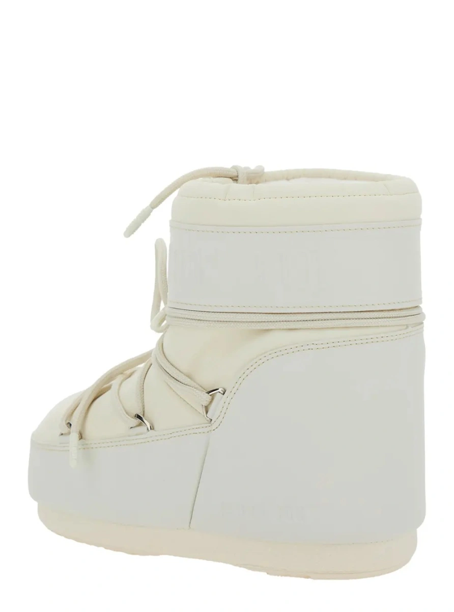 Botine Moon Boot albe din material textil - Img 3