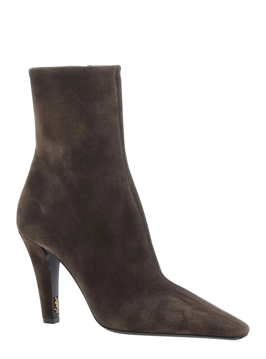 Botine Saint Laurent maro din piele intoarsa - Img 2
