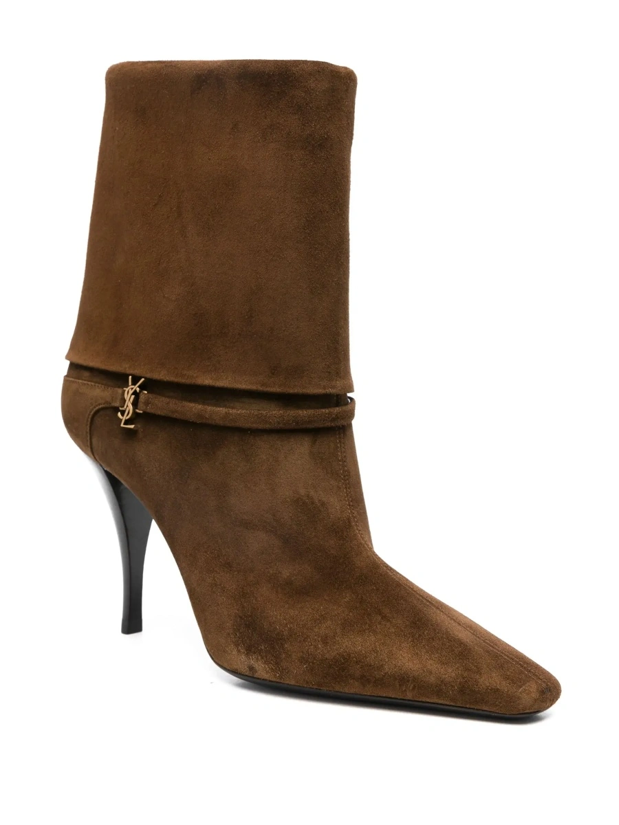 Botine Saint Laurent 'Niki' maro din piele intoarsa - Img 5