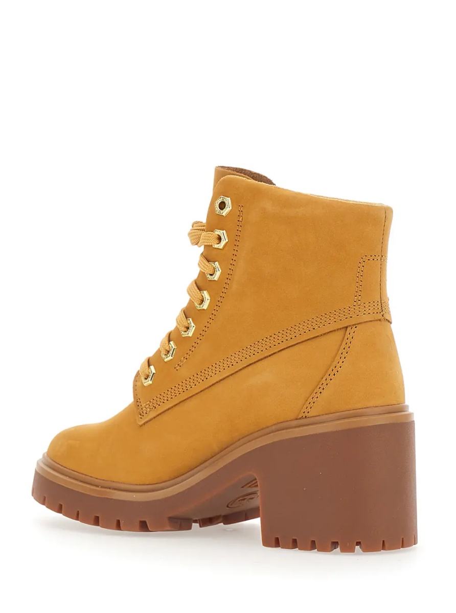 Botine 'Stone Heights' Yellow Ankle Boots with laces on the front and square heel in leather for women - Img 3