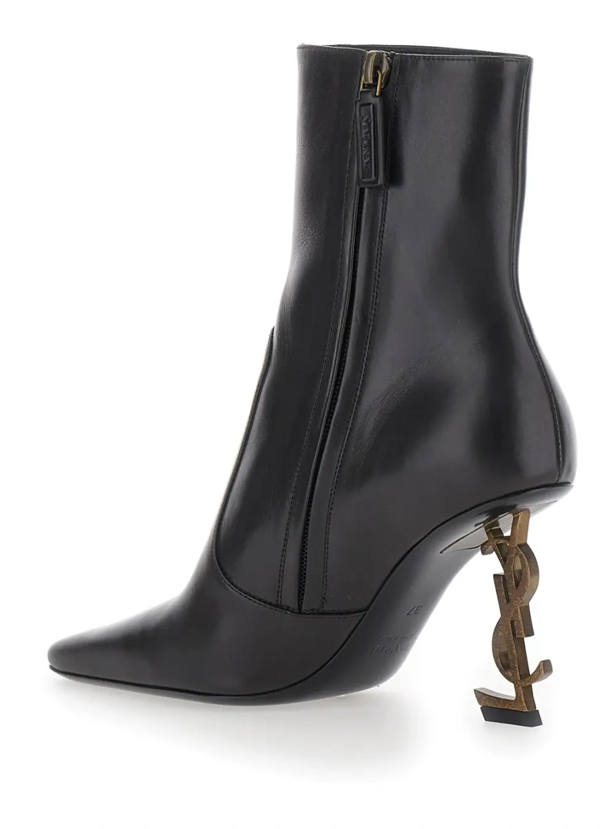 Botine 'VICKY' brown Boots with pointed design and heel with logo in leather for women - Img 3