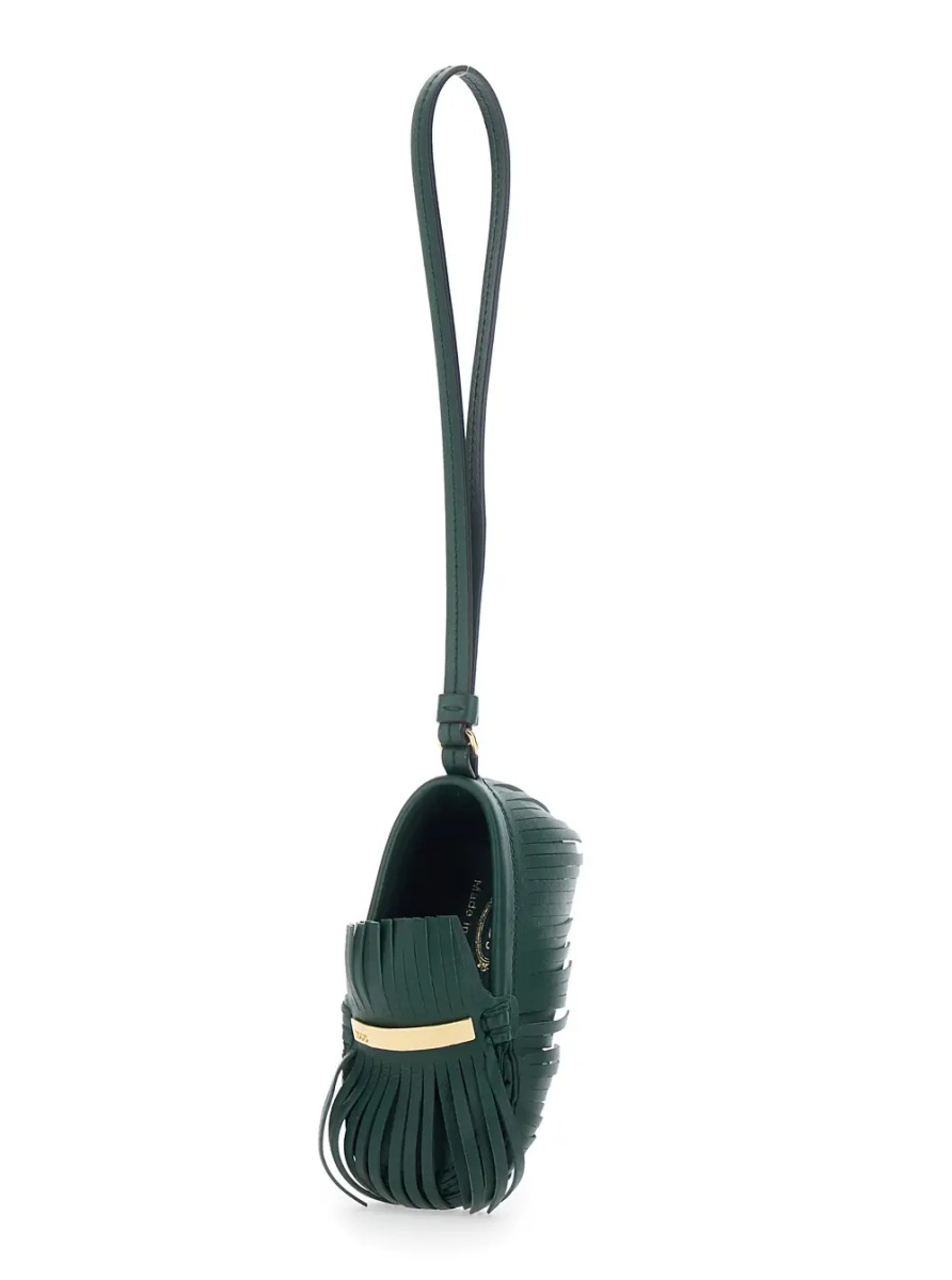 Brelocuri Fringe Pendant with Leather Wrist Strap in Green for Women - Img 2