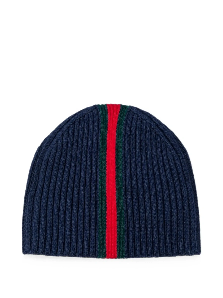 Caciula Blue Beanie with Web Ribbon in Wool for Boy - Img 4