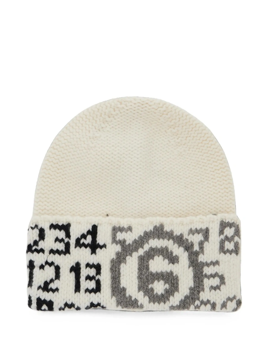 Caciula White beanie with numeric logo embroidery on the front in wool blend for boy - Img 6